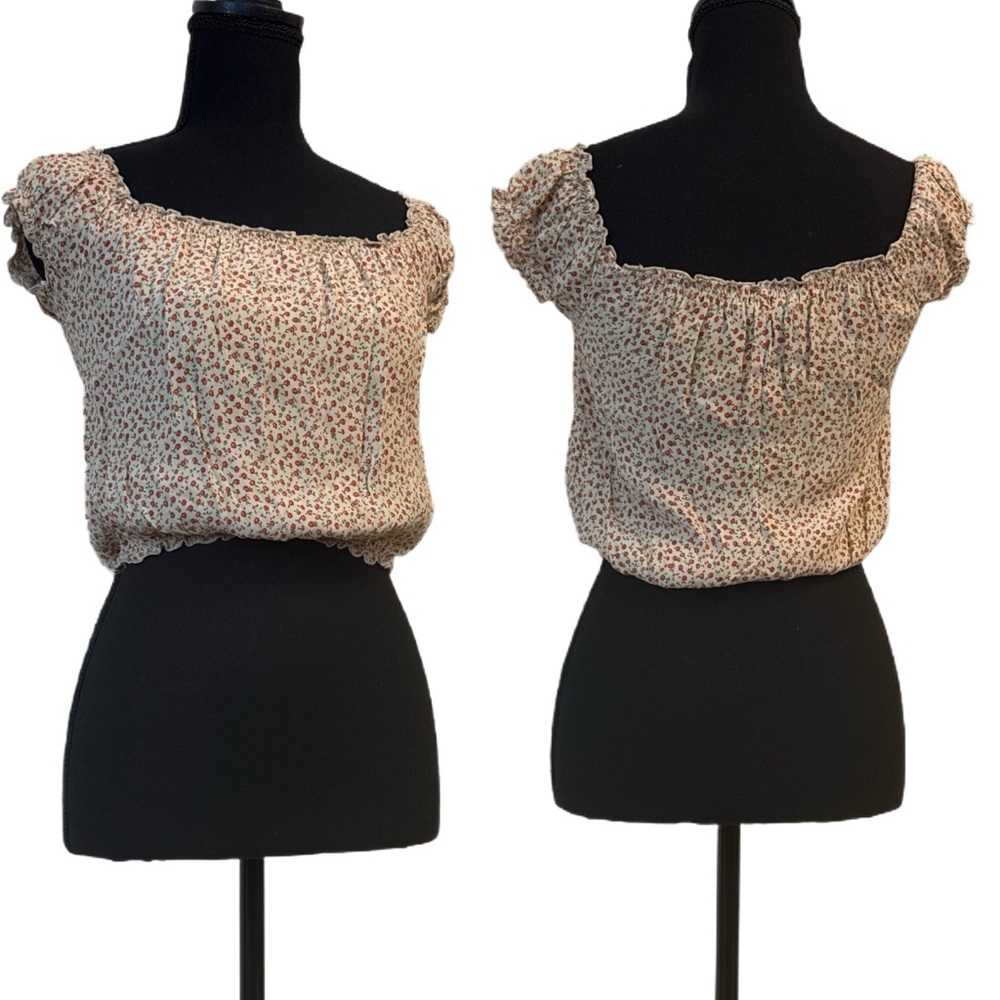 Brandy Melville Cream Floral Blouse